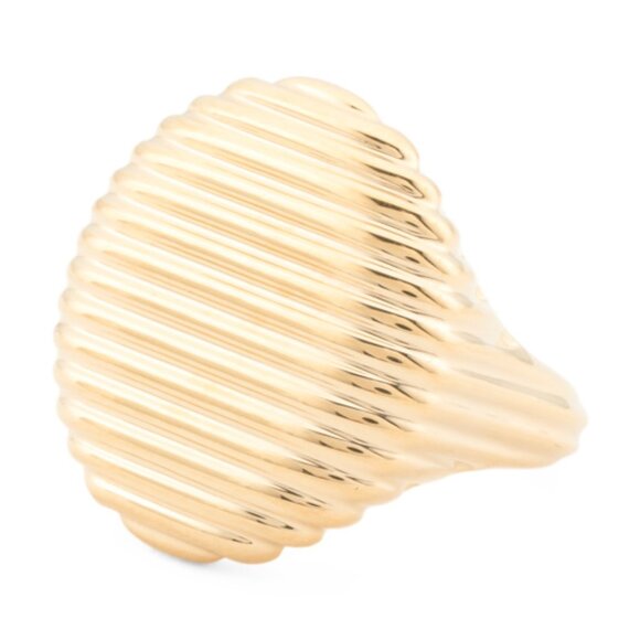 MILOR GOLD Made In Italy 14kt Gold Ribbed Dome Ring - Picture 1 of 2